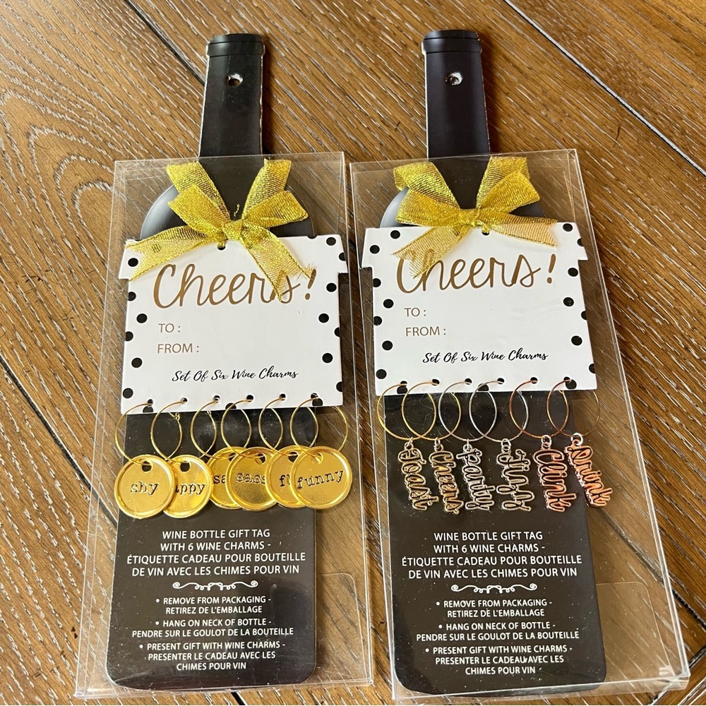 Wine Bottle Gift Tag w/Wine Charms-Set of 2